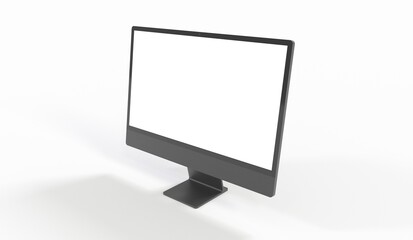 Realistic flat screen computer monitor 3de style mockup with blank screen isolated 3d