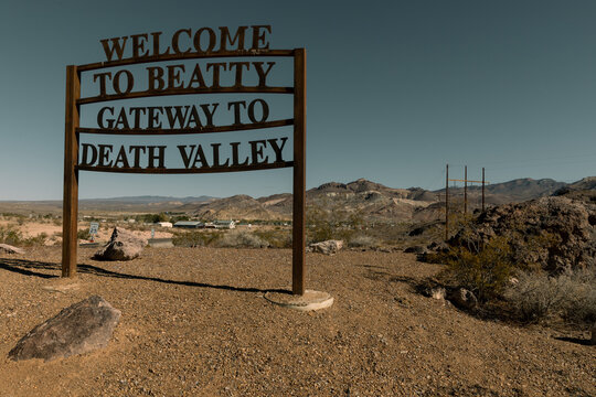 sign in the desert, Beatty, Nevada. 