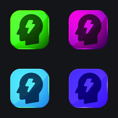 Brainstorm four color glass button icon