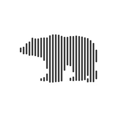 Polar Bear black barcode line icon vector on white background.