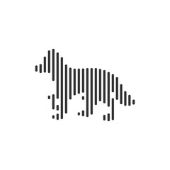 Dog black barcode line icon vector on white background.