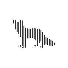 Fox black barcode line icon vector on white background.
