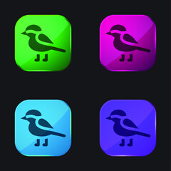 Bird four color glass button icon