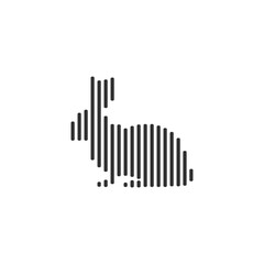 Bunny black barcode line icon vector on white background.