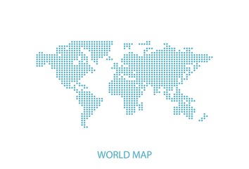 World map design by blue circle on white background.