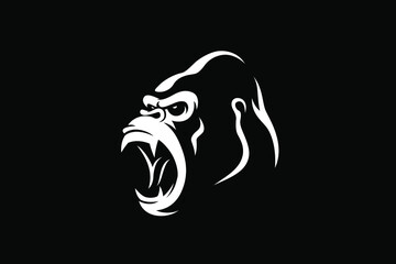 Head of Aggressive Gorilla Roaring - obrazy, fototapety, plakaty