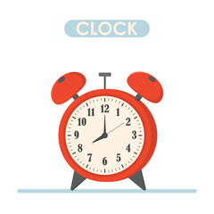 Alarm clock red time morning isolated on background.
