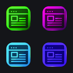 Blog four color glass button icon