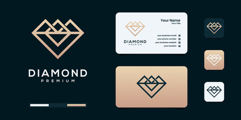 Diamond logo with infinity outline art style logo design templates