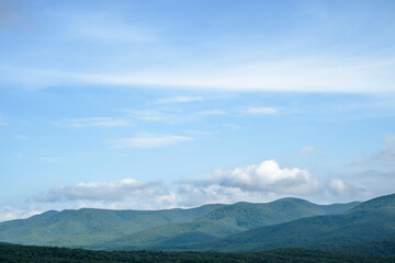 Panoramic mountain view in the Big Utrish Nature Reserves, near Sukko in Russia.