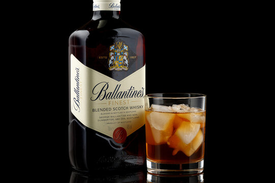 LVIV, UKRAINE - June 11, 2021:ballantines scotch whiskey