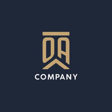 OA initial monogram logo design in a rectangular style with curved sides