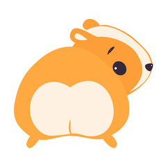 Cute Hamster View from Behind, Adorable Funny Pet Animal Character Cartoon Vector Illustration