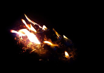 Fire flames in the dark night. Abstract background image