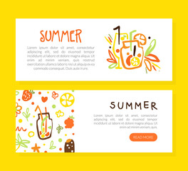 Summer Landing Page Template with Space for Text, Summer Holidays, Seasonal Sale Web Banner Vector Illustration