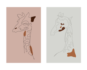 Giraffe in minimal style continuous one line drawing. Logo of the giraffe. Vector illustration
