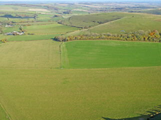 Paragliding above the fields at Monks Down in Wiltshire	
