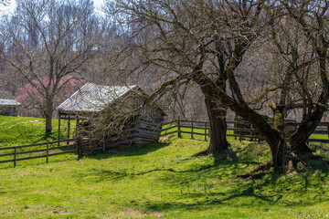 Fototapeta na wymiar Old outbuildings in a rural Tennessee setting