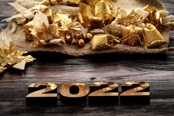 Happy New Year. Symbol from number 2022 on abstract background