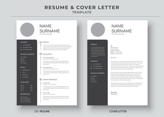 Resume and Cover Letter template, Minimalist resume, Cv professional jobs resumes