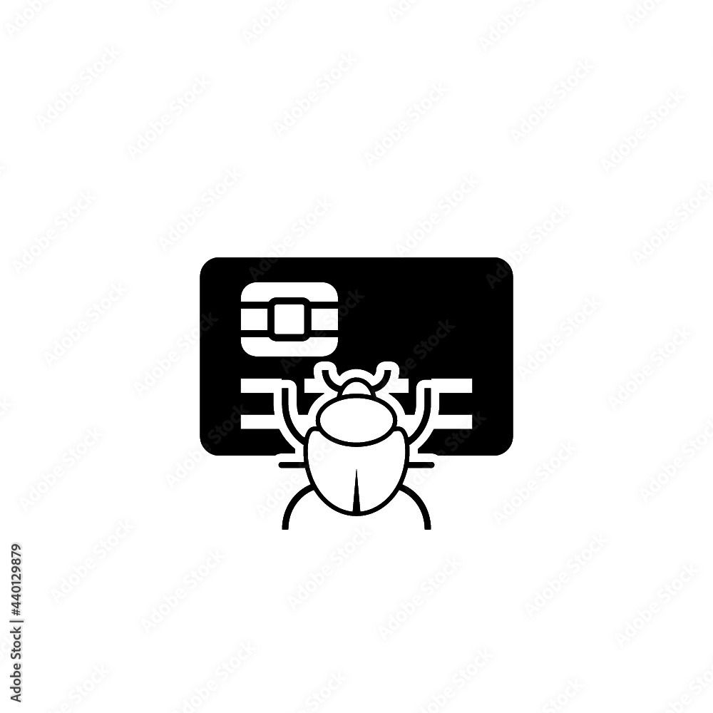 Poster system bug and credit card icon isolated on white background