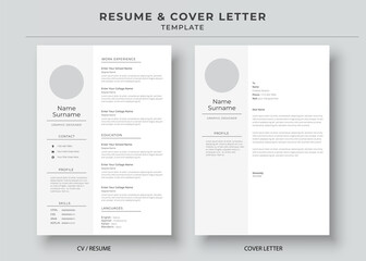 Resume and Cover Letter template, Minimalist resume, Cv professional jobs resumes