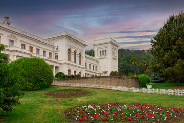 Livadia Palace in the Crimea at sunset. The beauty of the past.