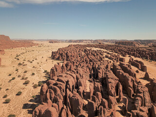 Rock formations, Ennedi Plateau, Chad, drone view