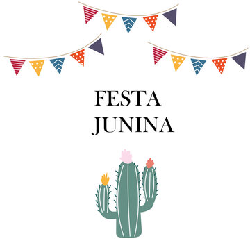 Festa junina card with cactus