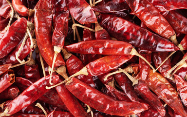 Background from pods of hot red pepper.
