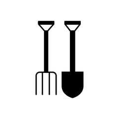 fork and shovel icon for garden and vegetable garden. Vector Illustration. EPS10