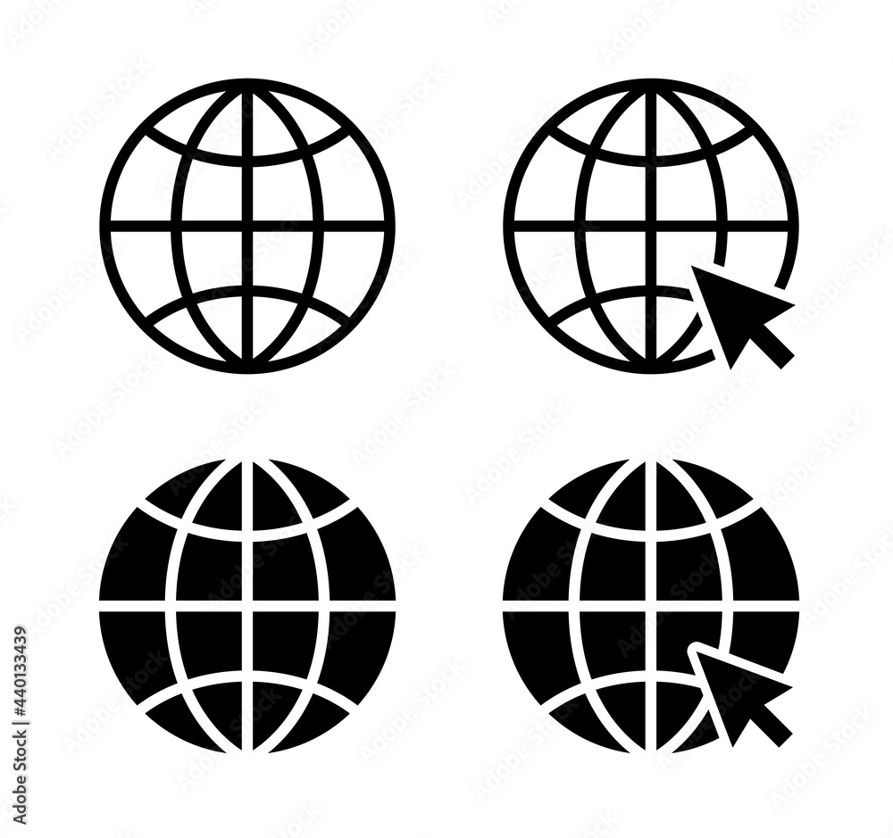 Poster globe icon. www icons set. website icon set. internet icon. world icon. go to web icon symbol. isola