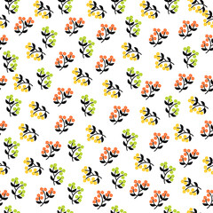 Floral seamless pattern . Hand drawn flowers. Fashion print. Vector illustration.