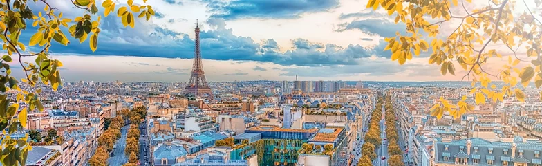 Photo sur Aluminium Tour Eiffel Paris City panorama in autumn