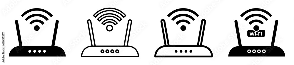 Aufkleber set of wireless router icons. modem with wi-fi signal. wi-fi signal symbol. internet connection. wi-