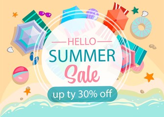 Summer sale design banner. Summer abstract geometric background. Vector illustration