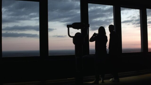 skywalk toruist viewing boston silhouette