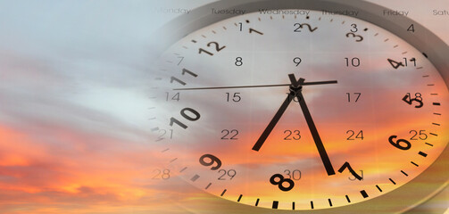 Clock and calendar in sky