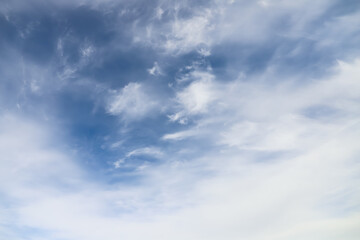 Blue sky with white clouds on a daytime, photo texture