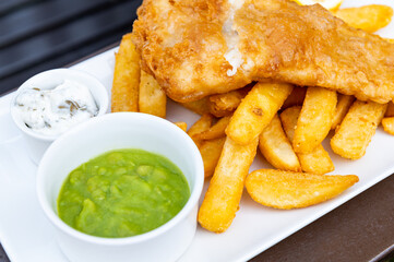 Fish and Chips with peas