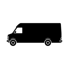 Van icon. Low-tonnage truck. Freight minibus. Black silhouette. Side view. Vector simple flat graphic illustration. The isolated object on a white background. Isolate.