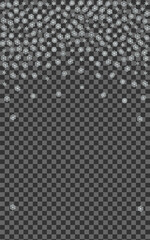 White Snow Background Vector Transparent. Confetti Winter Card. Light Snowflake Luxury Illustration. Frost Flake Pattern.