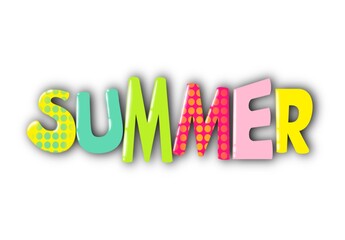 Summer season bright lettering word