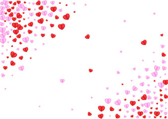 Pink Heart Background White Vector. Wedding Texture Confetti. Fond Drop Frame. Tender Confetti Bright Pattern. Red Paper Illustration.