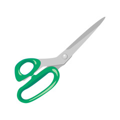 Vector illustration of tailors large fabric scissors isolated on white background.