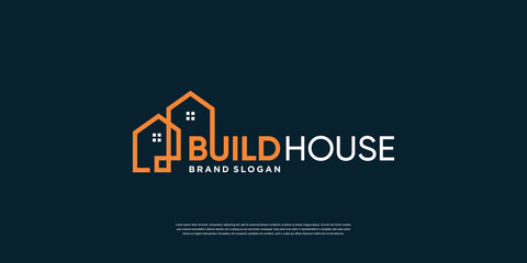 Obraz premium Build house logo template with creative concept Premium Vector
