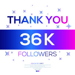 Creative Thank you (36k, 36000) followers celebration template design for social network and follower ,Vector illustration.