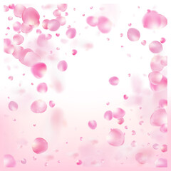 Rose Petals Flying Confetti. Windy Leaves Confetti Poster. Female