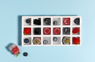 Ice cubes with berries