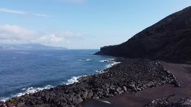 Azores coastline drone video near Pocinho Bay